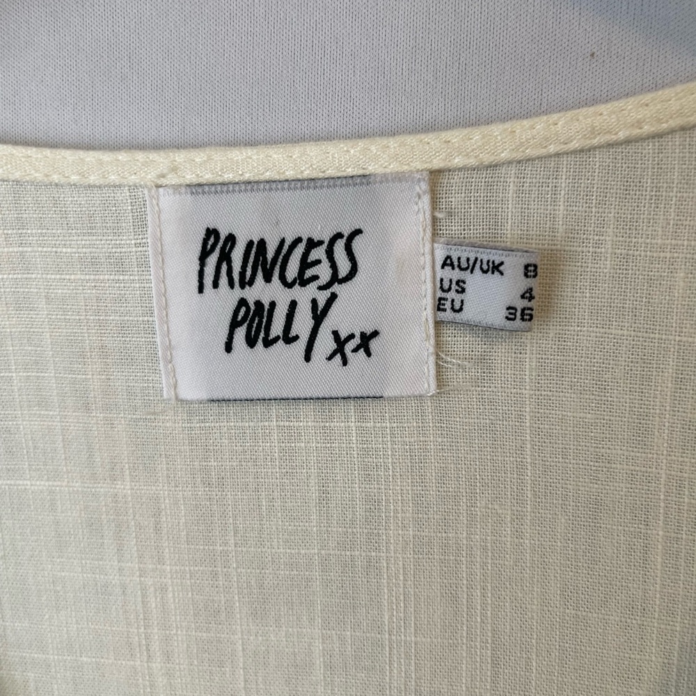Princess Polly‎ Linen Blend Ruffled Button Mini Dress 4 - Picture 7 of 11